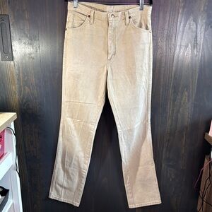 Vintage Wrangler Khaki Beige Men's Straight Leg Denim Jeans - Size 32x34